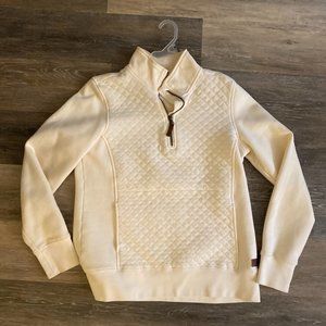 L.L. Bean Quilted 1/4 Zip Pullover Long Sleeve Women's Regular, Small, Cream